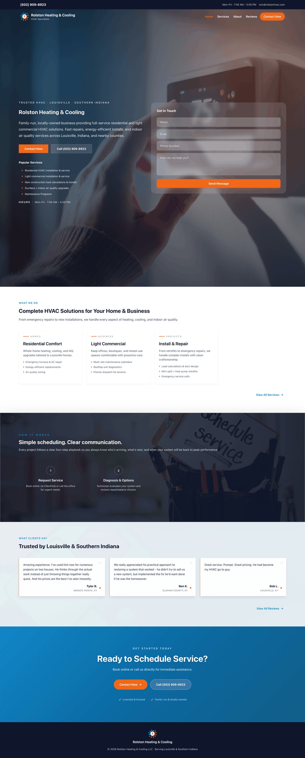 Rolston Heating & Cooling website homepage