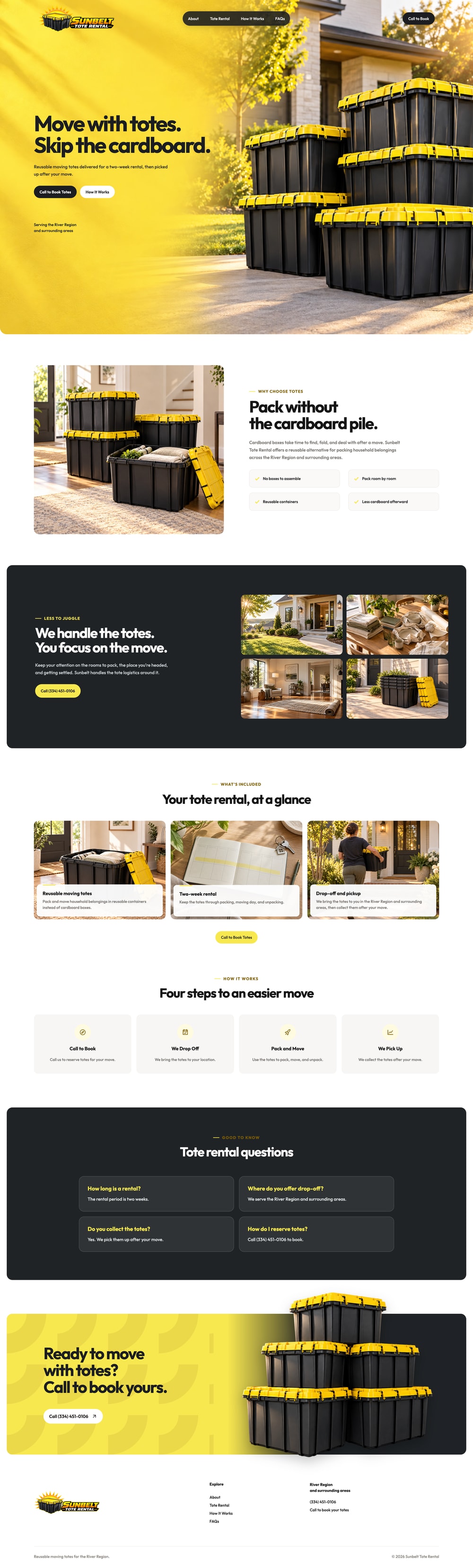 Sunbelt Tote Rental website homepage