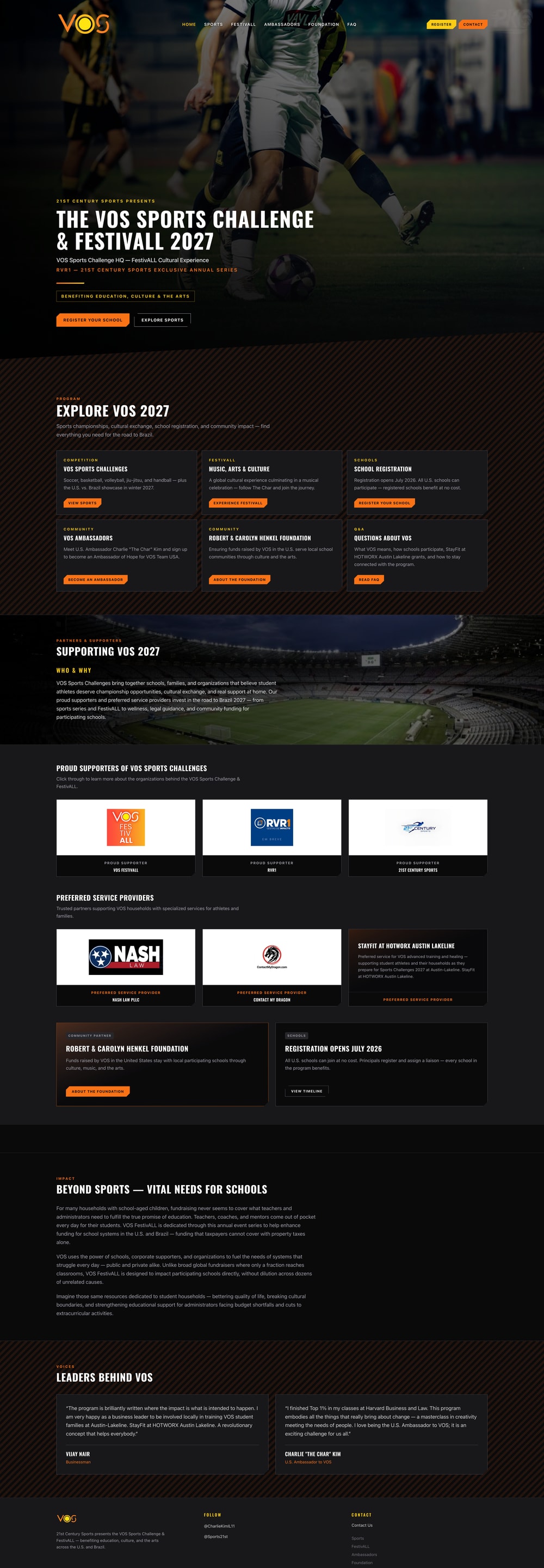 Team Vos USA website homepage