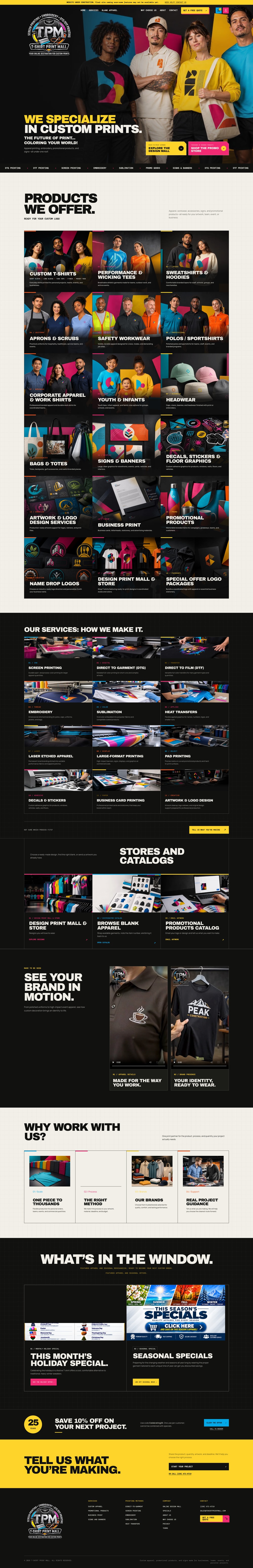 T-Shirt Print Mall website homepage