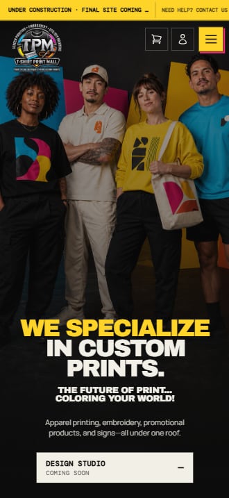 T-Shirt Print Mall mobile website homepage designed by Anhelm