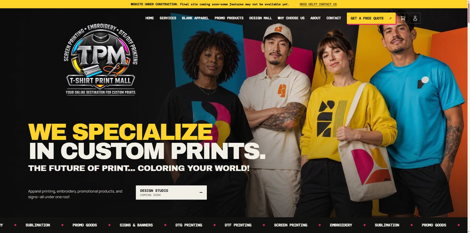 T-Shirt Print Mall website homepage designed by Anhelm